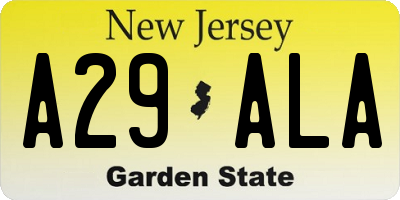 NJ license plate A29ALA