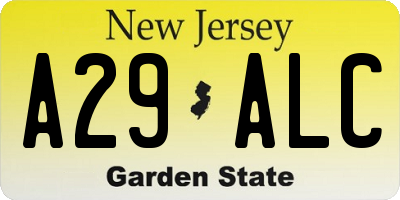NJ license plate A29ALC