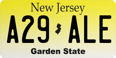 NJ license plate A29ALE