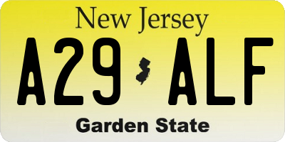 NJ license plate A29ALF