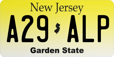 NJ license plate A29ALP