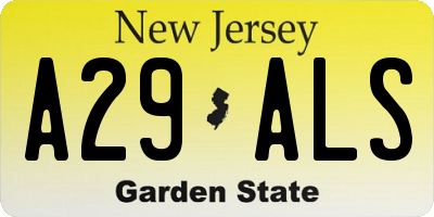 NJ license plate A29ALS