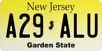 NJ license plate A29ALU
