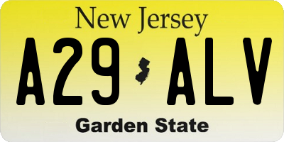 NJ license plate A29ALV