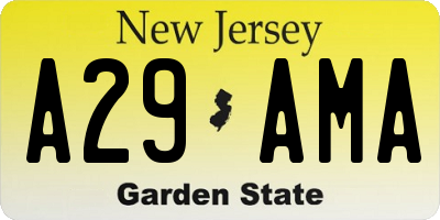 NJ license plate A29AMA