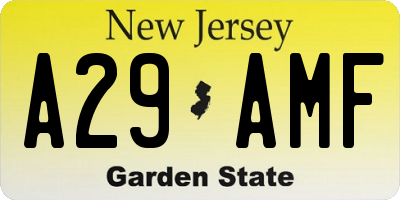 NJ license plate A29AMF