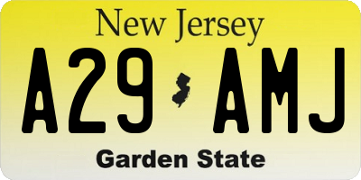 NJ license plate A29AMJ