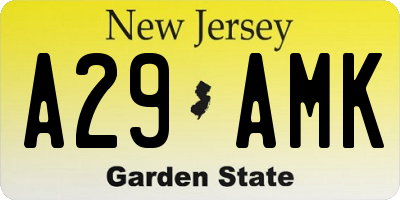 NJ license plate A29AMK