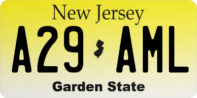 NJ license plate A29AML
