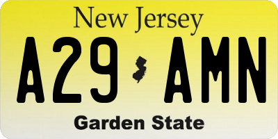 NJ license plate A29AMN