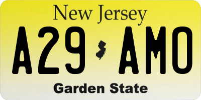 NJ license plate A29AMO