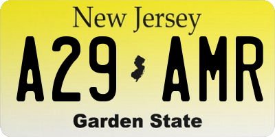 NJ license plate A29AMR