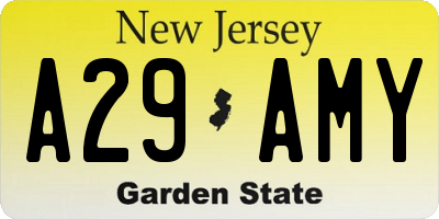 NJ license plate A29AMY