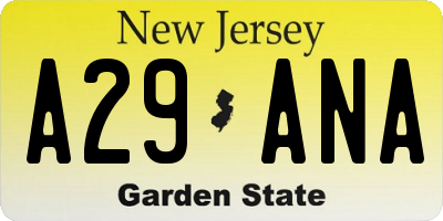 NJ license plate A29ANA