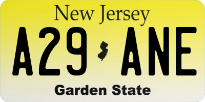 NJ license plate A29ANE