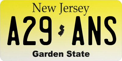 NJ license plate A29ANS