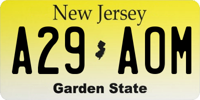 NJ license plate A29AOM