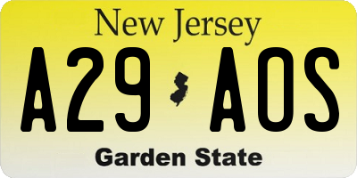NJ license plate A29AOS