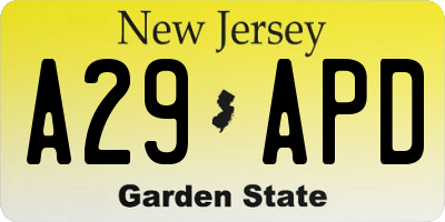 NJ license plate A29APD