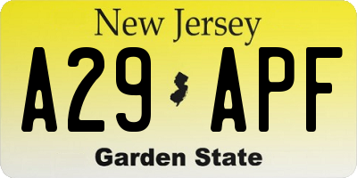 NJ license plate A29APF