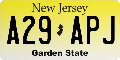 NJ license plate A29APJ