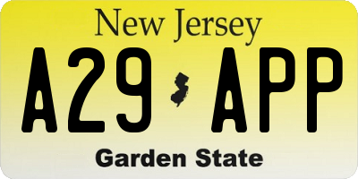 NJ license plate A29APP