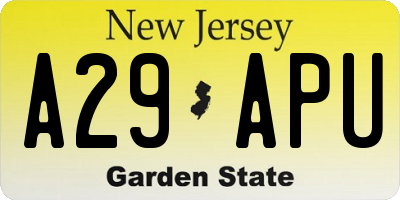 NJ license plate A29APU