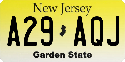 NJ license plate A29AQJ