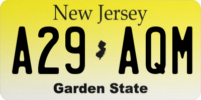 NJ license plate A29AQM