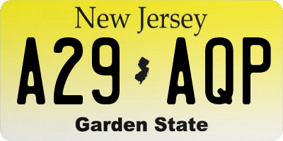 NJ license plate A29AQP