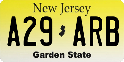 NJ license plate A29ARB
