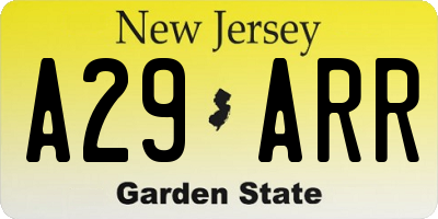 NJ license plate A29ARR