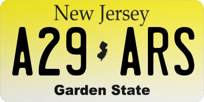 NJ license plate A29ARS