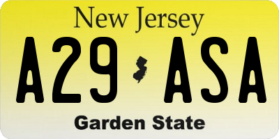 NJ license plate A29ASA