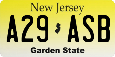 NJ license plate A29ASB