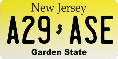 NJ license plate A29ASE