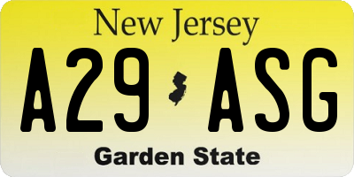 NJ license plate A29ASG