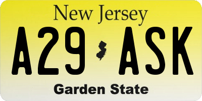 NJ license plate A29ASK