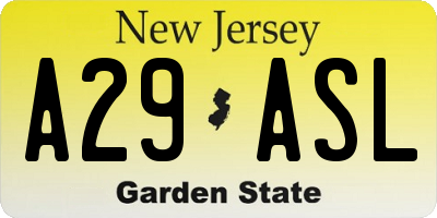 NJ license plate A29ASL