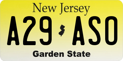 NJ license plate A29ASO
