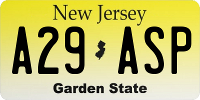 NJ license plate A29ASP