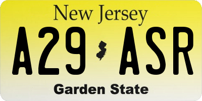 NJ license plate A29ASR