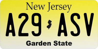 NJ license plate A29ASV