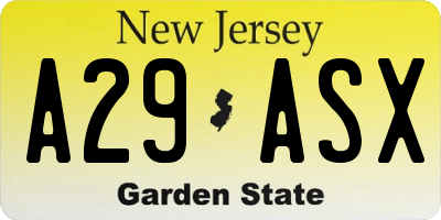 NJ license plate A29ASX
