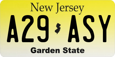 NJ license plate A29ASY