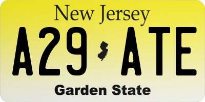 NJ license plate A29ATE