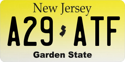 NJ license plate A29ATF