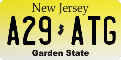 NJ license plate A29ATG