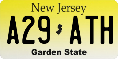 NJ license plate A29ATH