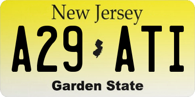 NJ license plate A29ATI